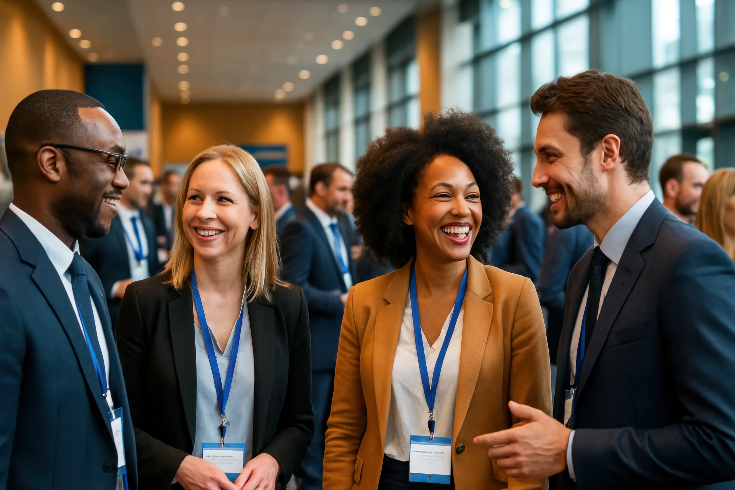 Events Page Image Young business individuals talking together at a conference